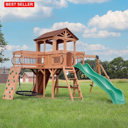 Swing set cedar - set, wave